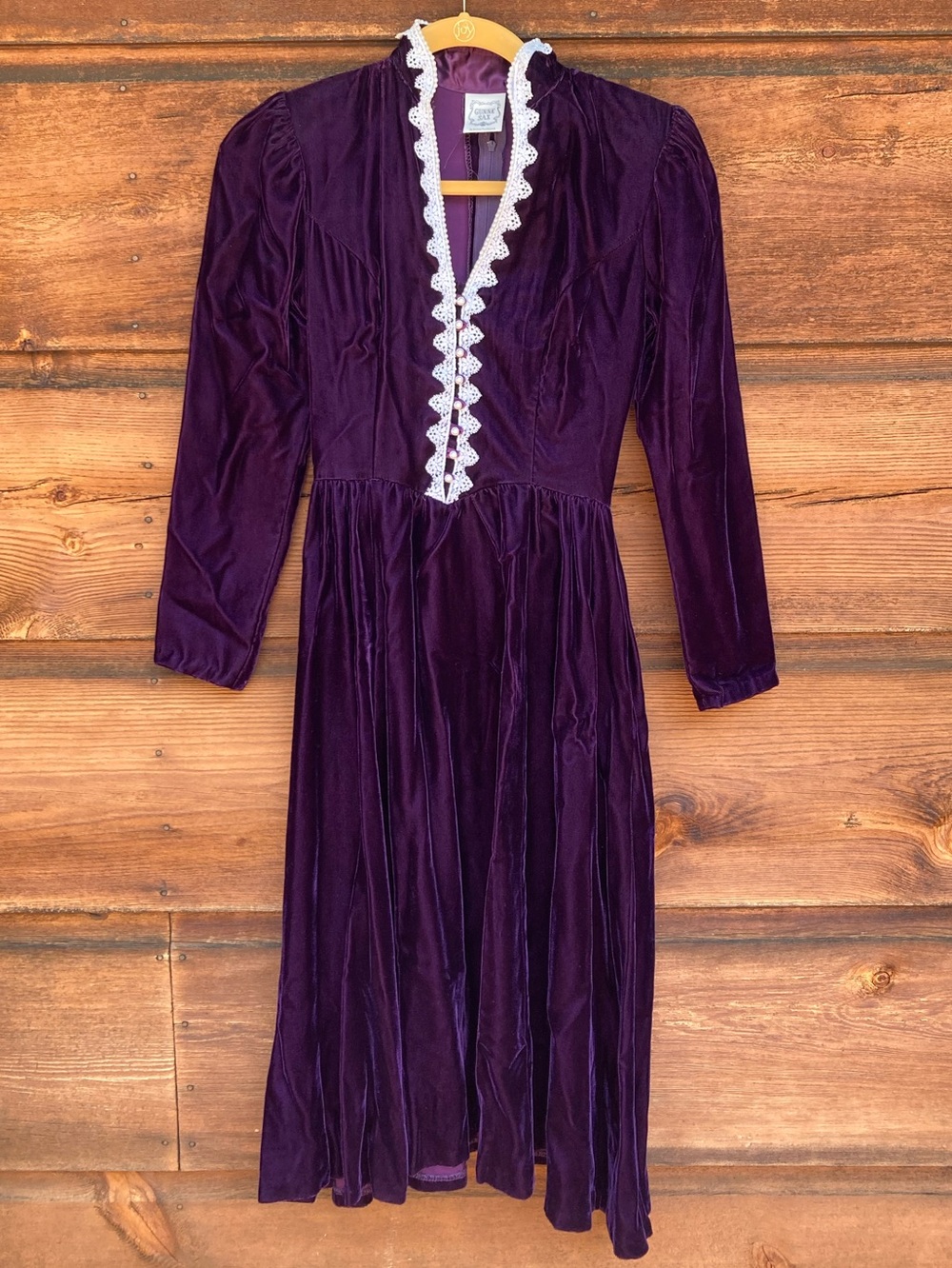 GUNNE SAX Plum Velvet Dress Lace Trim